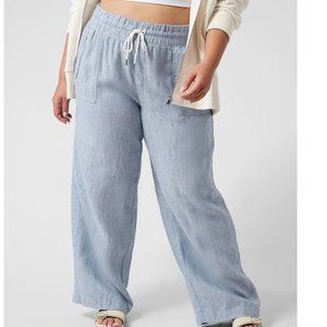 Athleta | "Cabo" Linen Wide Leg Pant | Size 12 | Chambray Blue